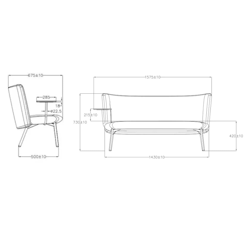 ST077-2 Alessia Two-Seat Designer Office Sofa with Coffee Table