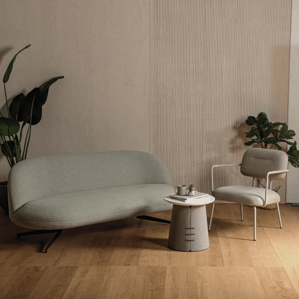 ST078-2 Bianca Two-Seat Curved Office Fabric Sofa with Coffee Table