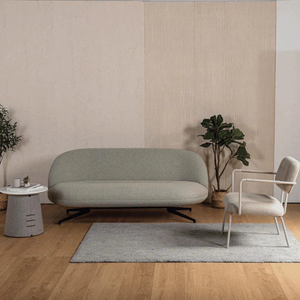 ST078-2 Bianca Two-Seat Curved Office Fabric Sofa with Coffee Table
