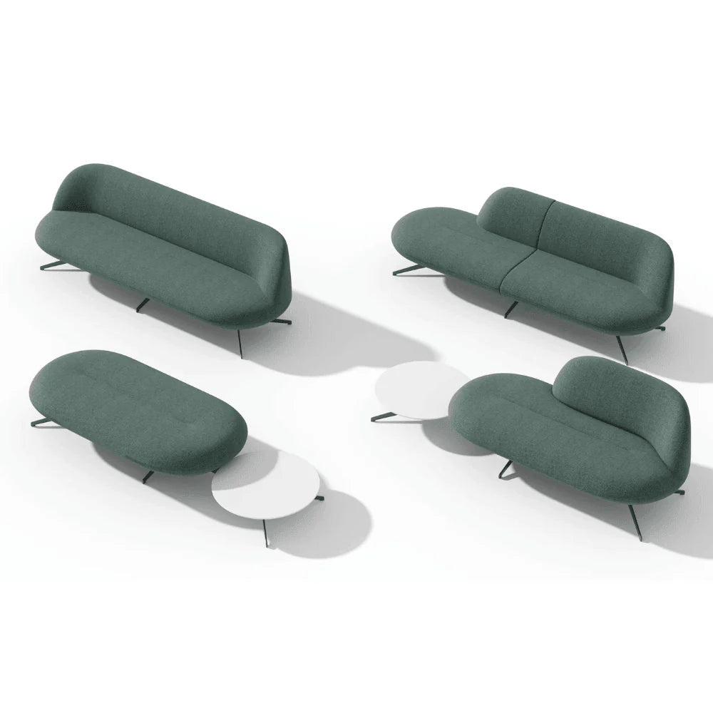 ST078-2 Bianca Two-Seat Curved Office Fabric Sofa with Coffee Table