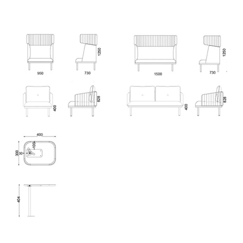 ST084-2 Fabio Two-seat high-back soundproof sofa (contact for discussion)