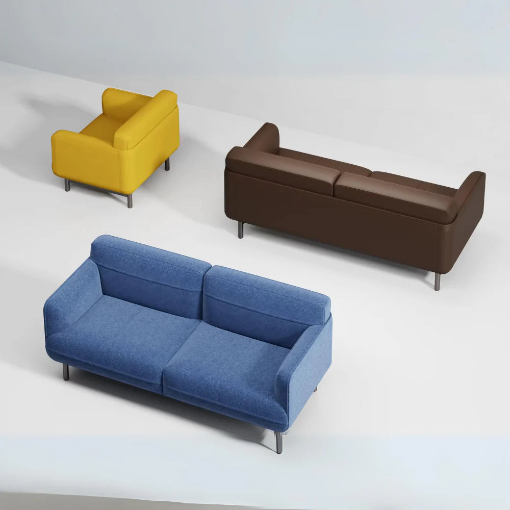 ST052-3 Rosso Three-Seat Rounded Leather Office Sofa