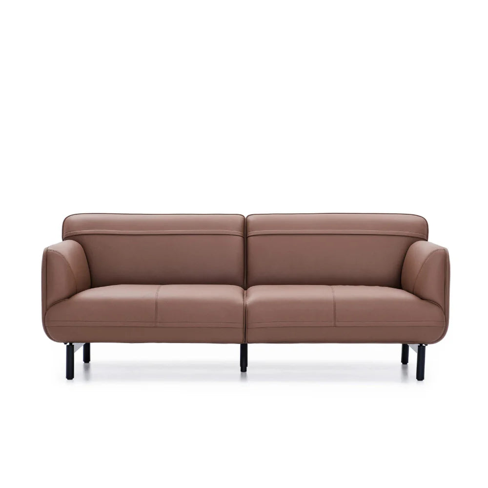 ST052-3 Rosso Three-Seat Rounded Leather Office Sofa