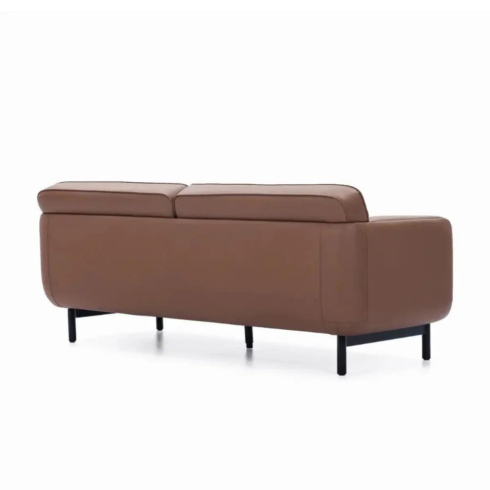 ST052-3 Rosso Three-Seat Rounded Leather Office Sofa
