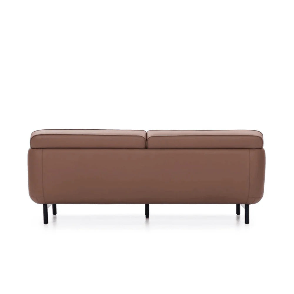 ST052-3 Rosso Three-Seat Rounded Leather Office Sofa