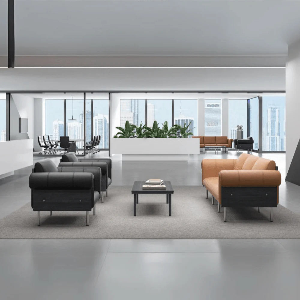 ST040-3 Saddle Three-Seat Classic Business Leather Sofa