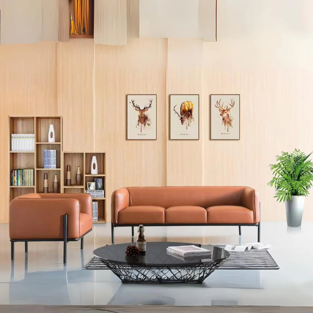 ST039-3 Knole Three-Seat Office Building with Casual Leather Sofa