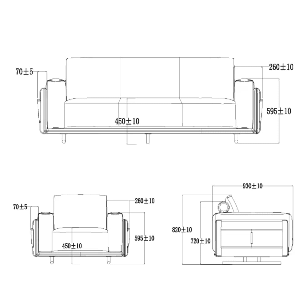 ST088-3 Paolo Three-Seat Faux Leather Office Sofa with Magazine Bag