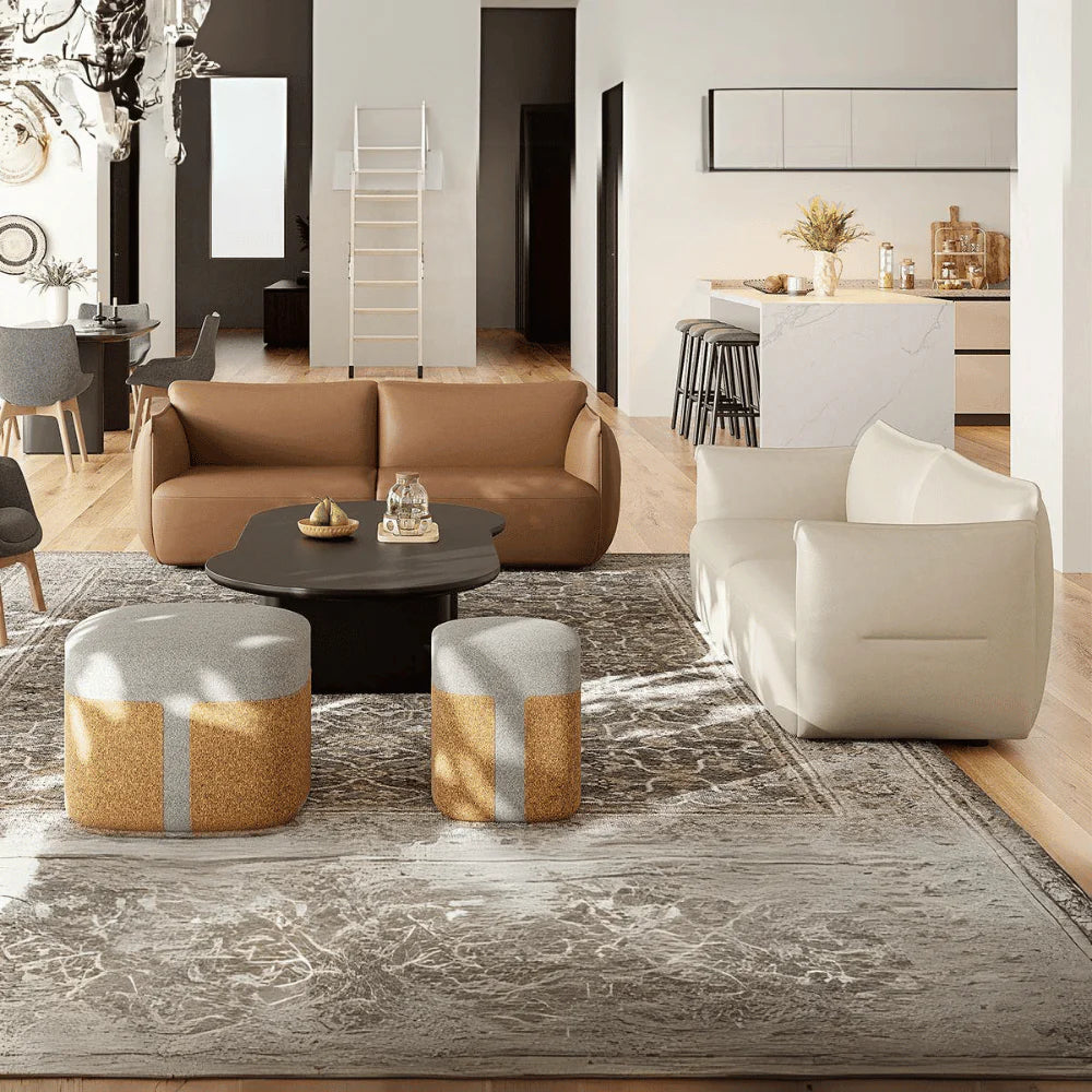 ST070-3 Lotus Three-Seater Luxury Leather Sofa