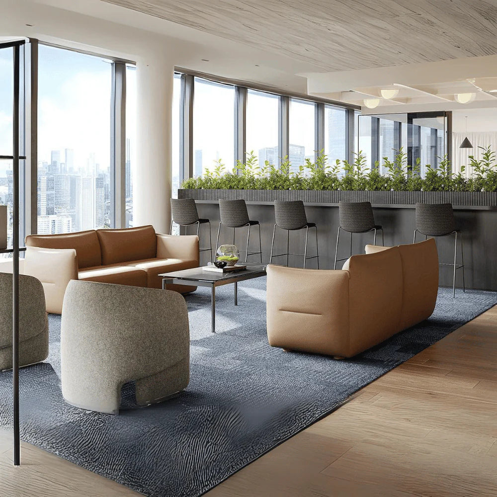 ST073 Tullio three-seat light luxury leather combing