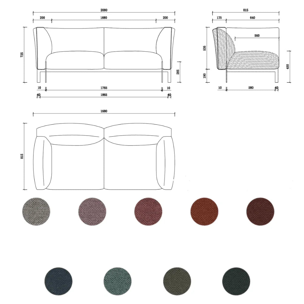 ST092 Livia Three-Seat Fabric Office Sofa