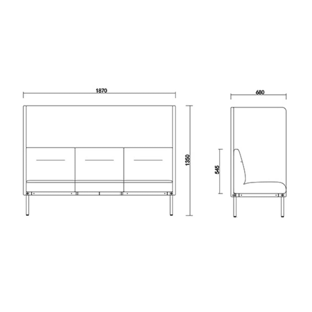 ST082 Cesare Three-seat sound insulation high back combing