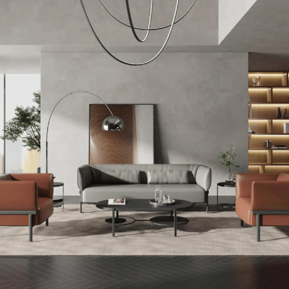 ST076-3 Lea Business Leather Three-Seater Sofa