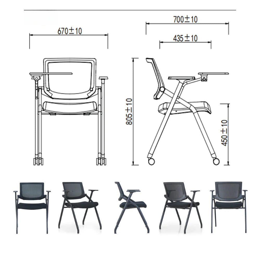 EF63 Tata-B Stackable Training Chair with Wheels and Writing Board