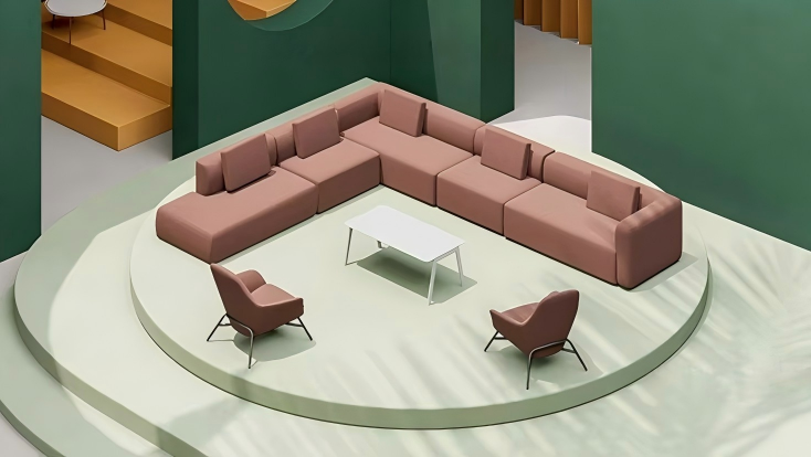 ST131 Piano L-shaped Light Blue Sofa Set