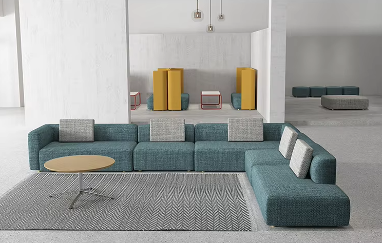 ST131 Piano L-shaped Light Blue Sofa Set