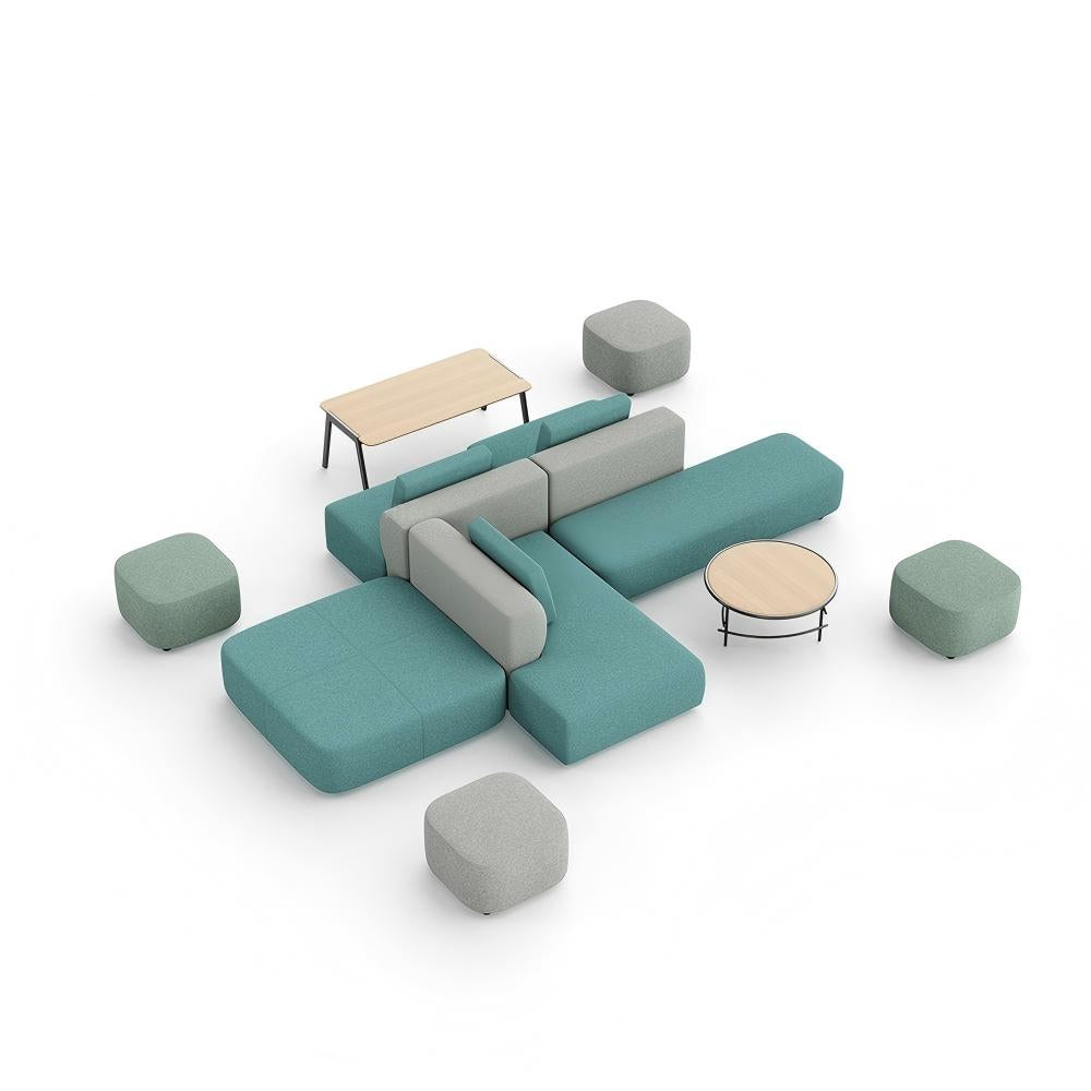 ST131 Piano L-shaped Light Blue Sofa Set