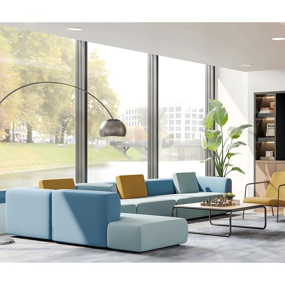ST131 Piano L-shaped Light Blue Sofa Set