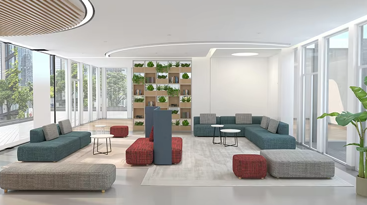 ST131 Piano L-shaped Light Blue Sofa Set