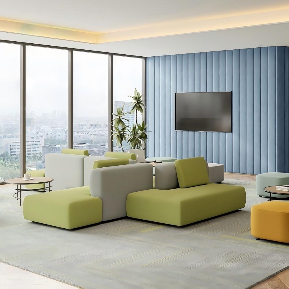 ST131 Piano L-shaped Light Blue Sofa Set