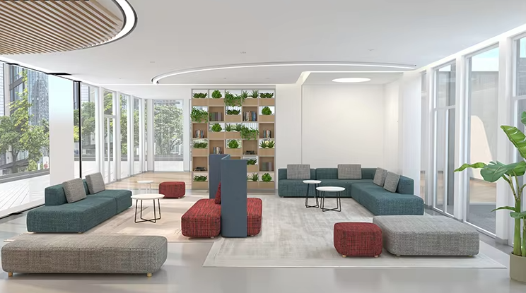 ST131 Piano L-shaped Light Blue Sofa Set