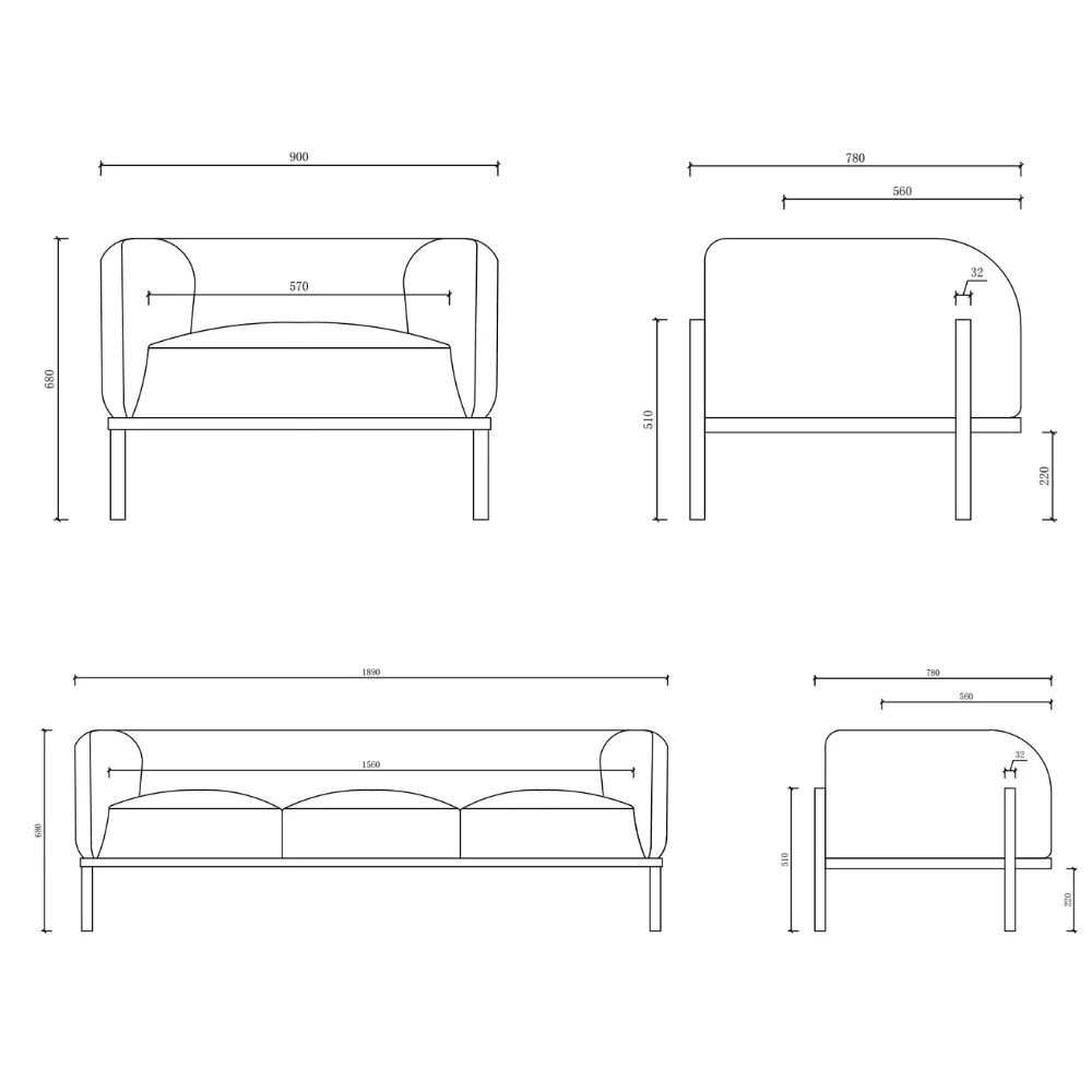 KST068 Knole Leather Office Single Sofa