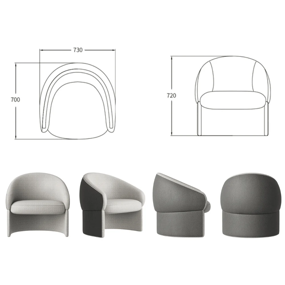 ST005 Recliner 布藝弧形辦公室休閒梳化椅