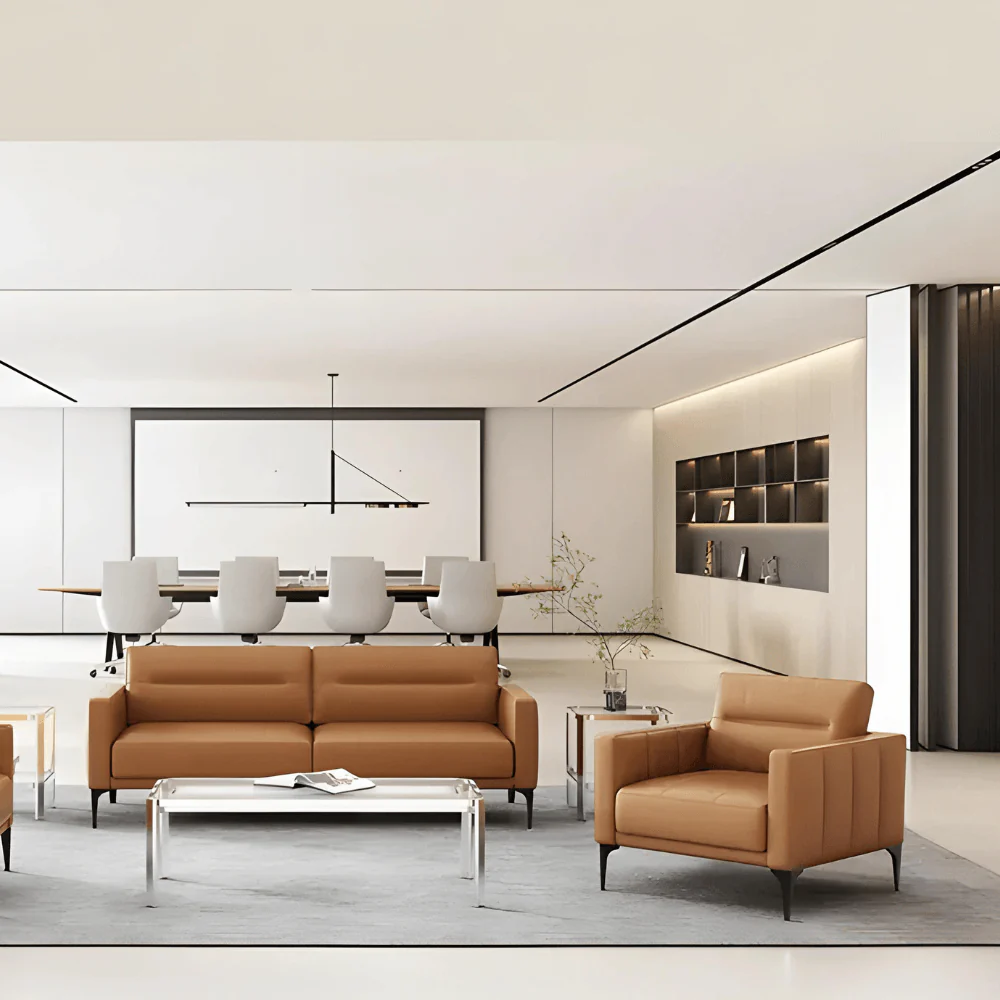 KST072 Cabriole Leather Office Single Sofa