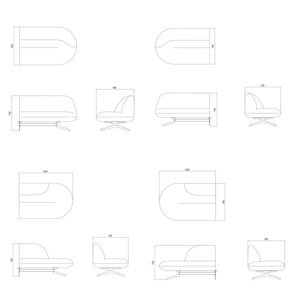 ST097 Como curved office fabric casual sofa