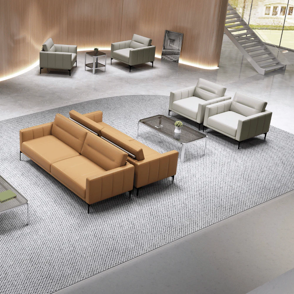 KST072 Cabriole Leather Office Single Sofa