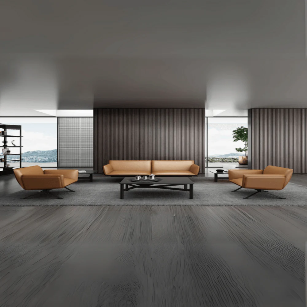 KST066 Club Genuine Leather Office Casual Single Sofa with Footrest