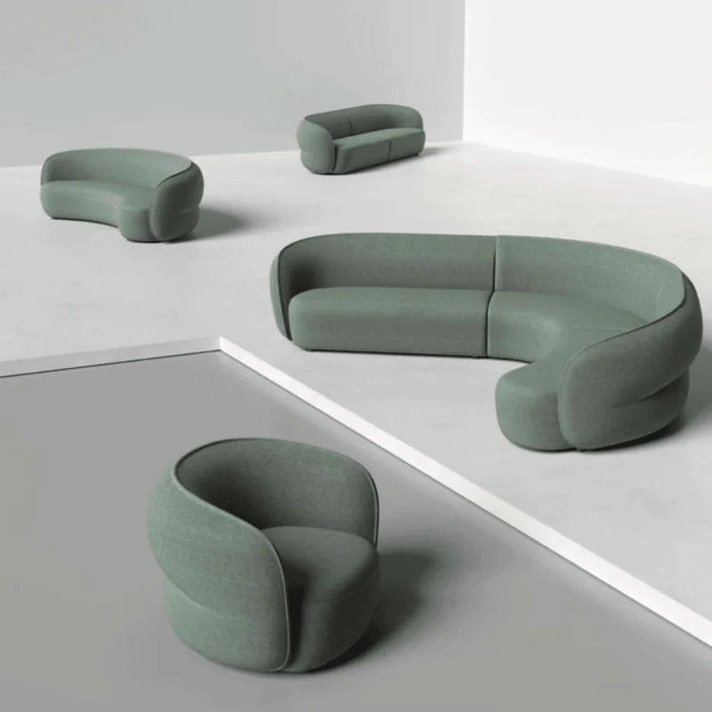ST093 Palermo Office Fabric Curved Sofa