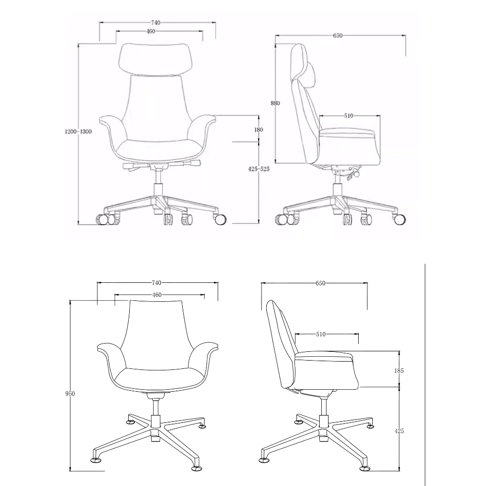 KST061 Tuxedo Mid-Back Leather Lounge Armchair