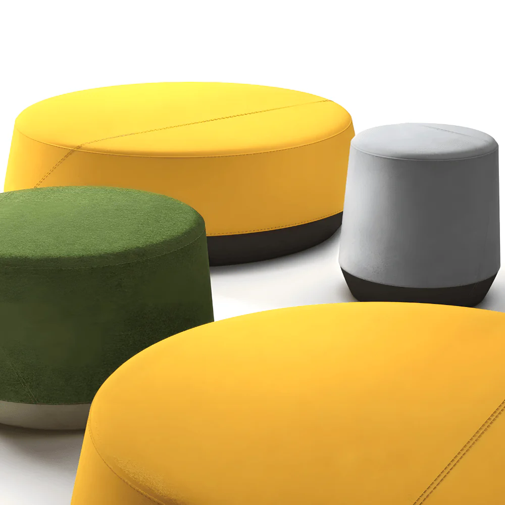 KST046 Settee Medium Fabric Round Pouf Sofa
