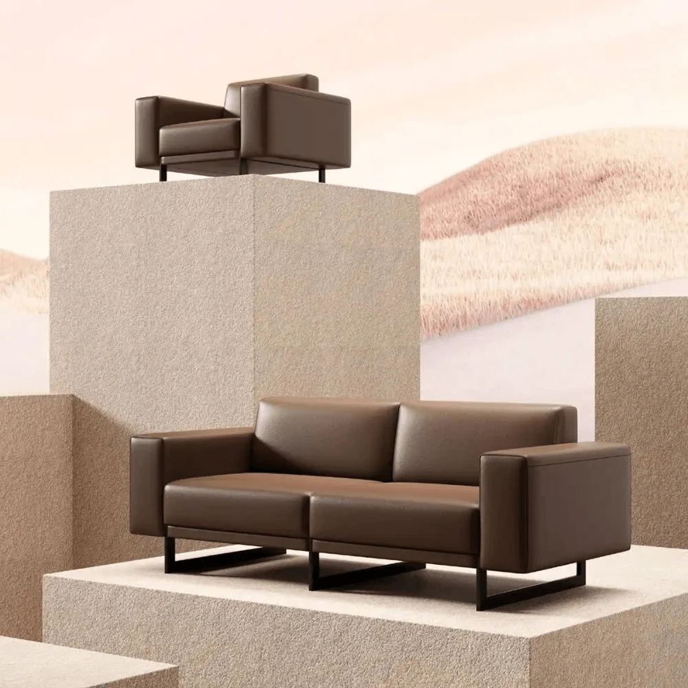 ST090 Napoli three-seater leather office modular sofa