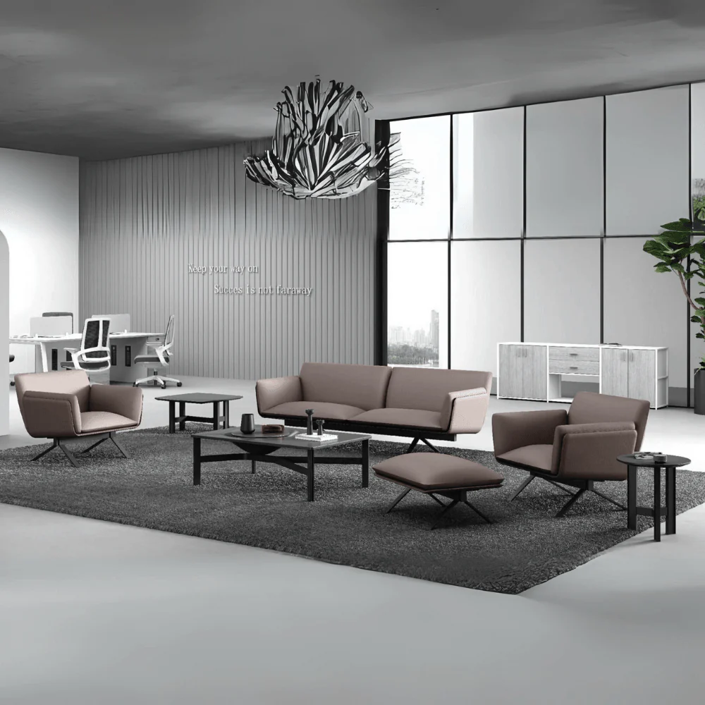 KST066 Club Genuine Leather Office Casual Single Sofa with Footrest