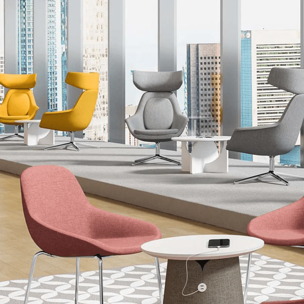 KST060 Davenport Mid-Back Fabric Lounge Armchair