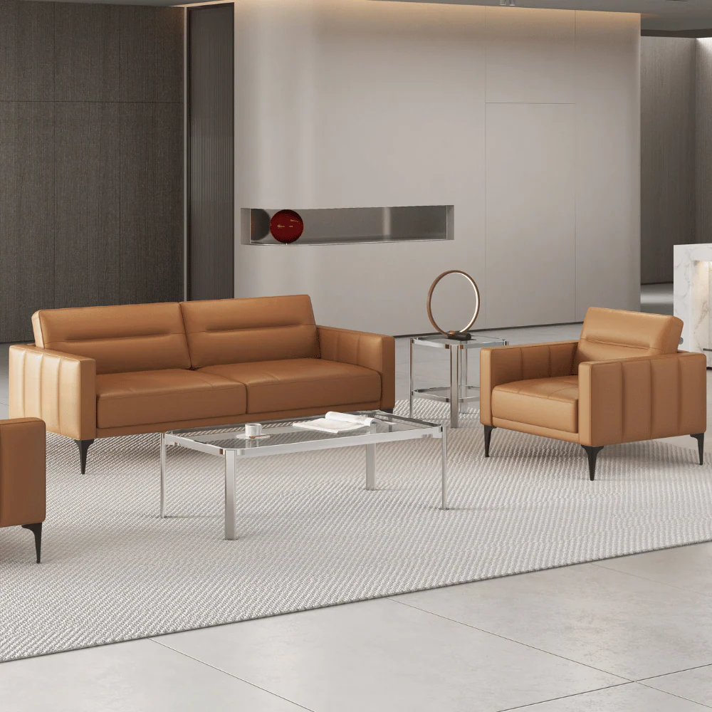KST072 Cabriole Leather Office Single Sofa