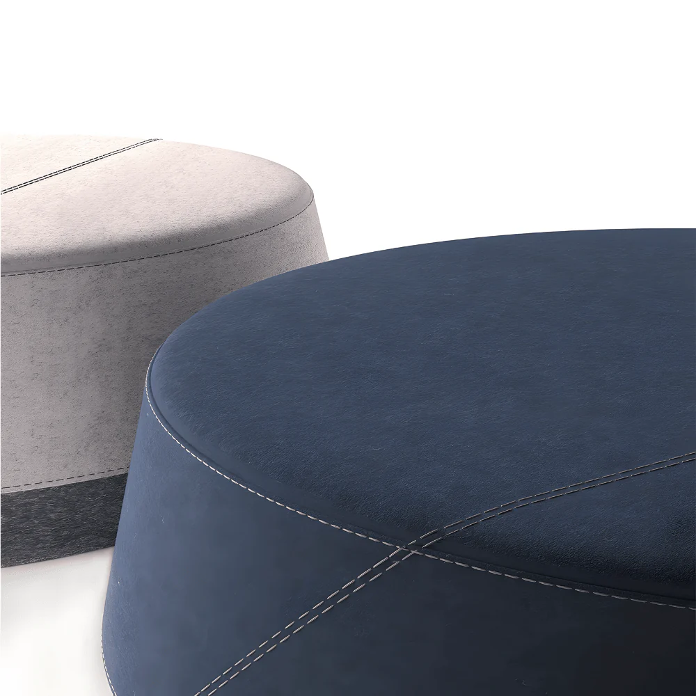 KST046 Settee Medium Fabric Round Pouf Sofa
