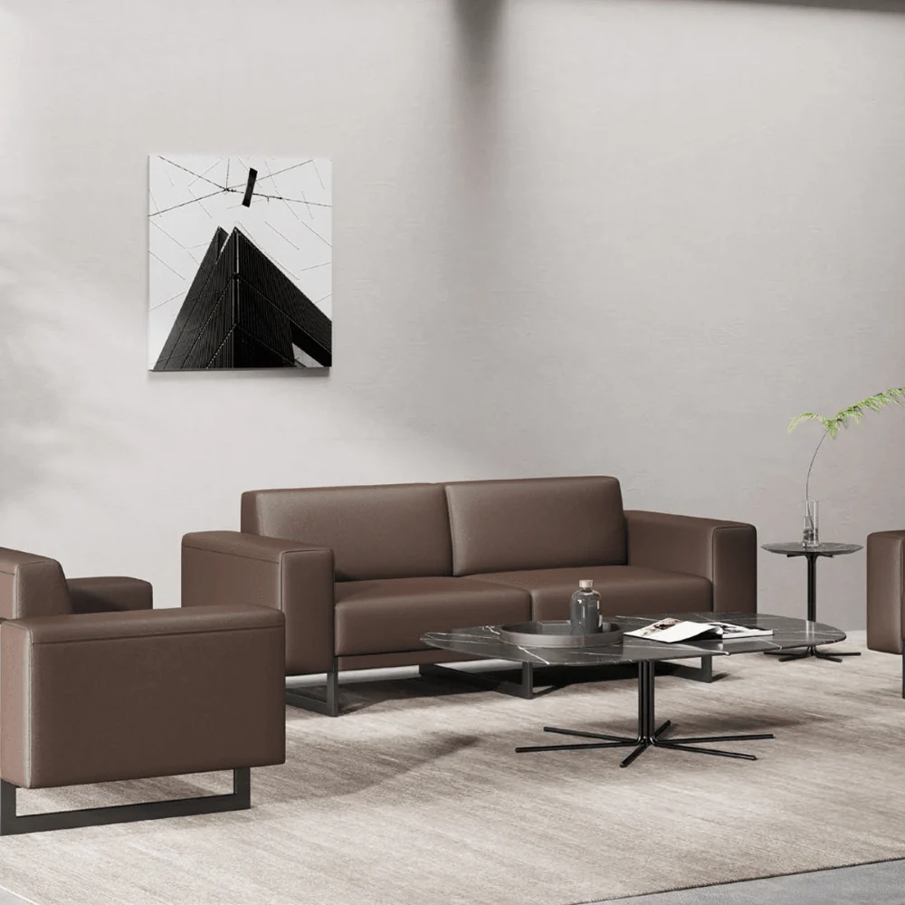ST090 Napoli three-seater leather office modular sofa