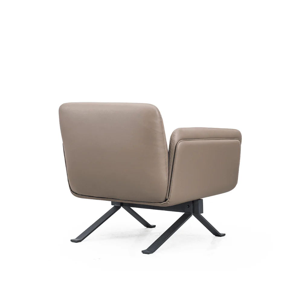 KST066 Club Genuine Leather Office Casual Single Sofa with Footrest
