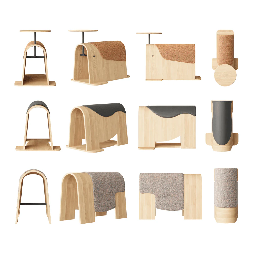KST049 Loveseat Wooden Feature Seat Stool