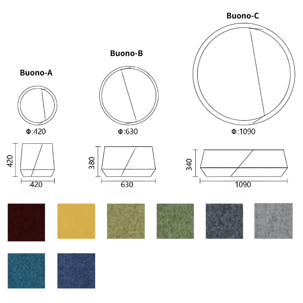 KST046 Settee Medium Fabric Round Pouf Sofa