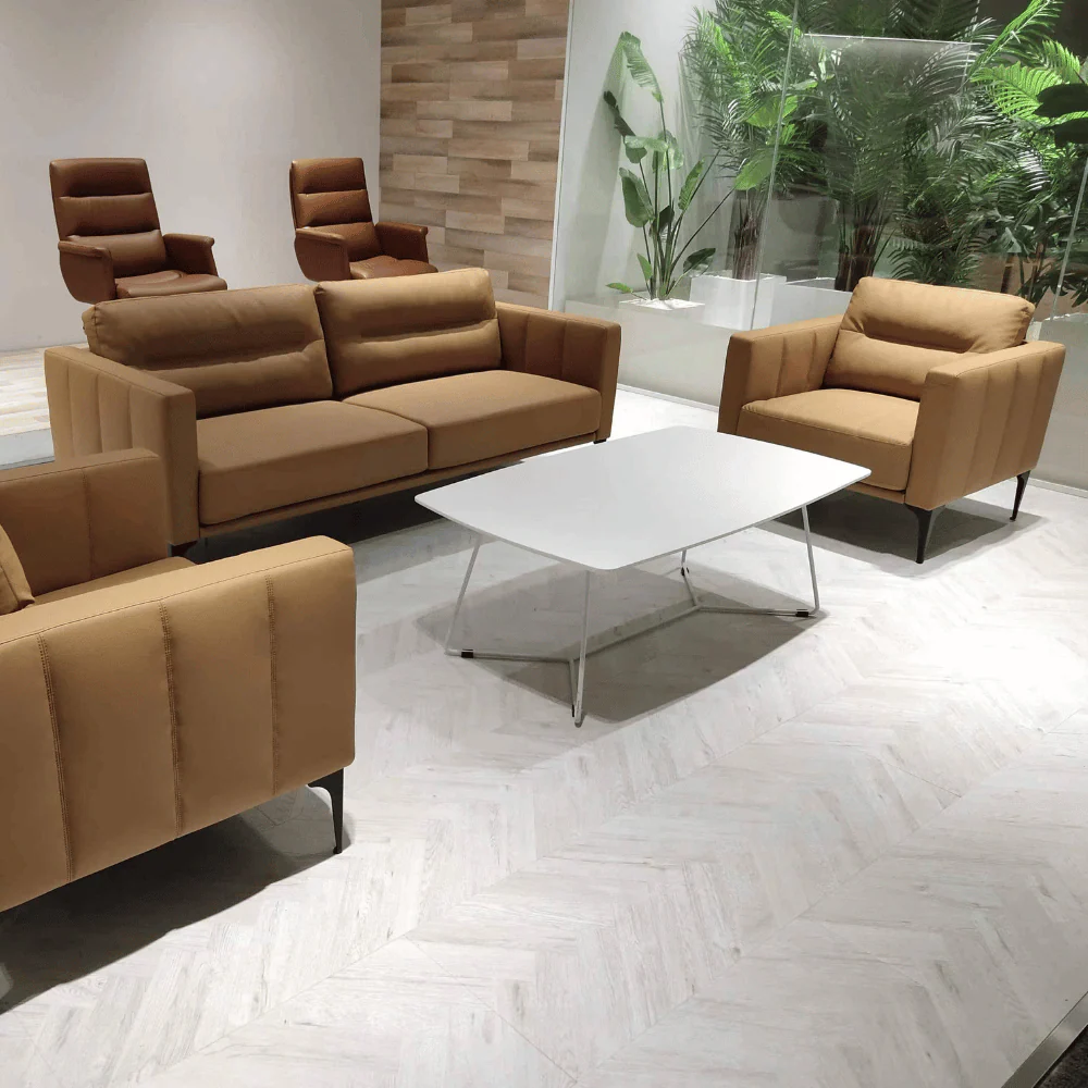KST072 Cabriole Leather Office Single Sofa