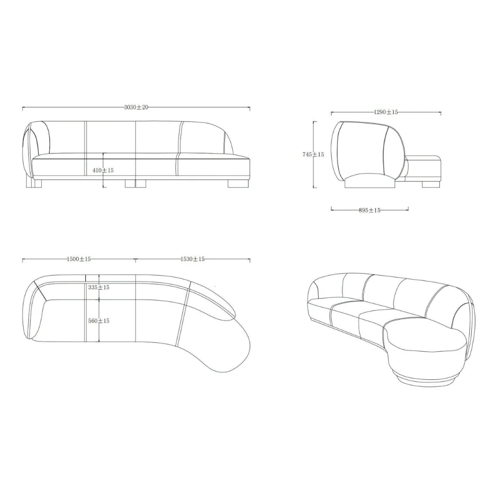 ST098 Pisa Office Fabric Sofa Set