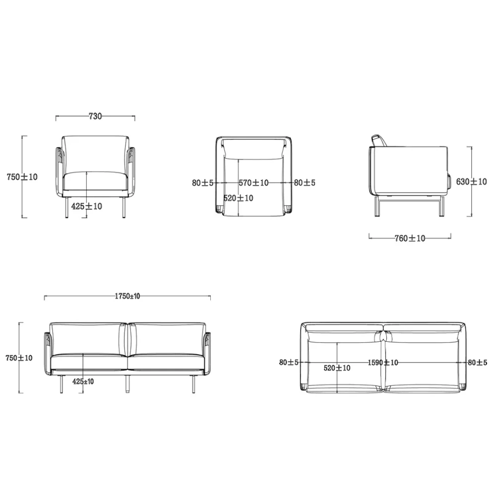 ST089 Roma 三座位真皮辦公室梳化