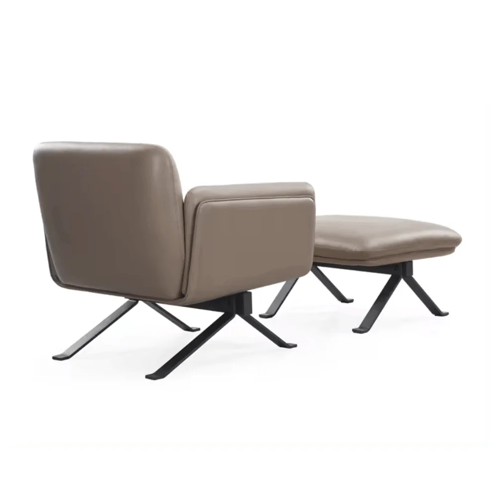 KST066 Club Genuine Leather Office Casual Single Sofa with Footrest