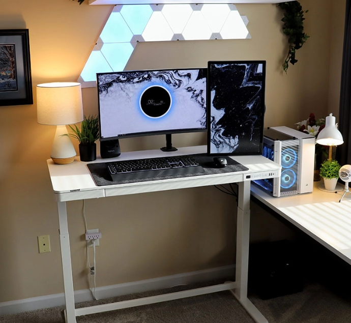 Total-IN-ONE STANDING DESK WITH DRAWER (WOODEN) - White (EW8-02W)