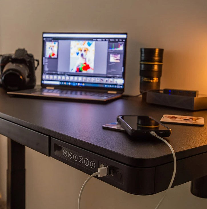 Total-IN-ONE STANDING DESK WITH DRAWER (WOODEN) - Black (EW8-02B)