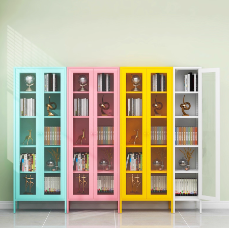 KM12 Wrought Iron Glass Door Bookcase Display Cabinet|Exquisite Storage Expert